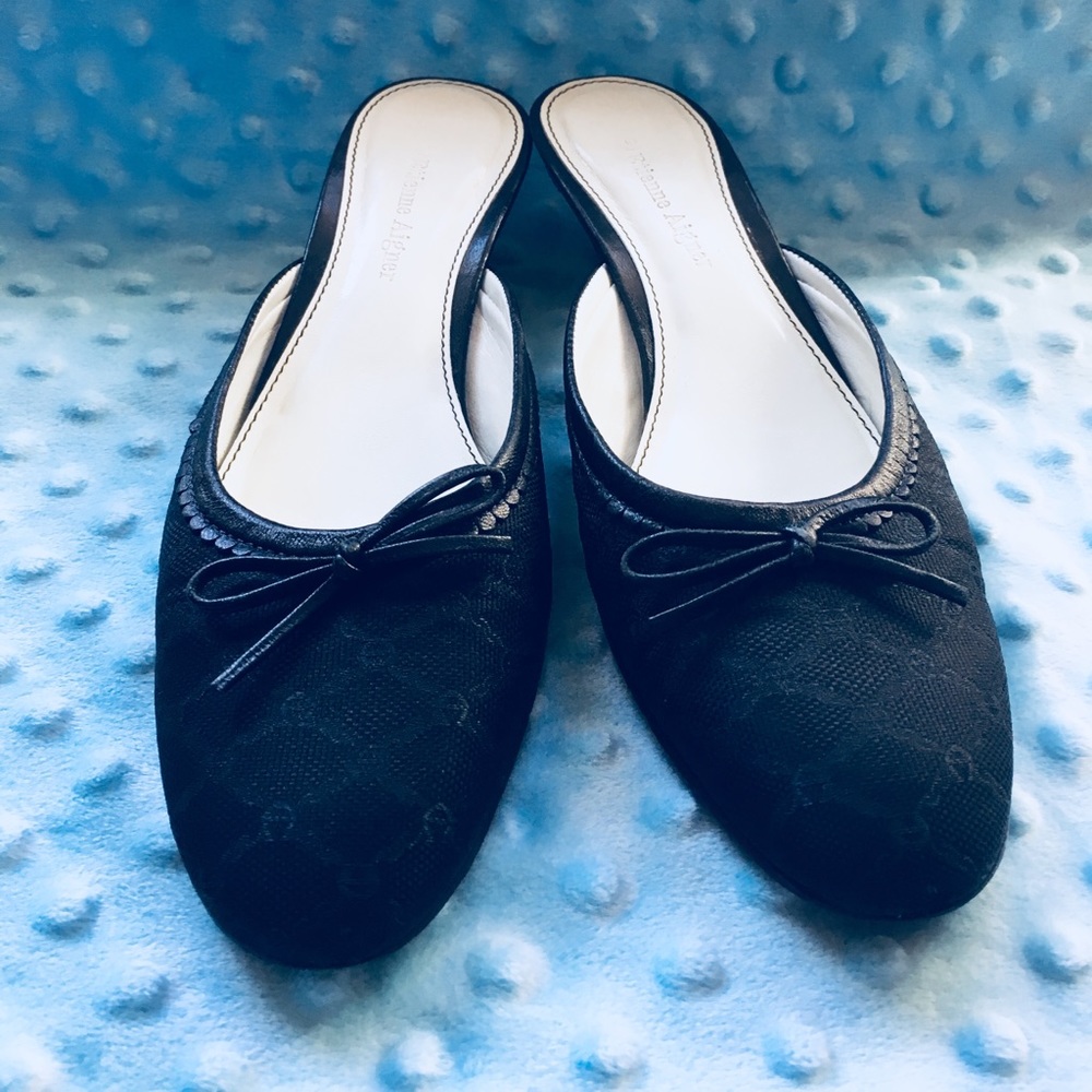 Etienne Aigner fabric and leather mules (6.5B)